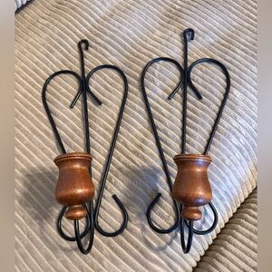 Heart shaped Metal and Wood hanging handle stick holders